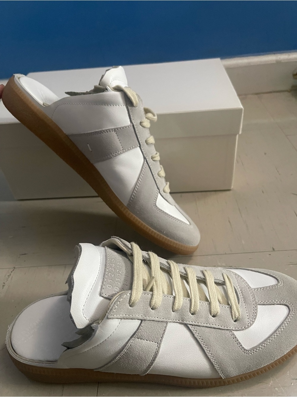 Maison Margiela Men’s Leather Sneaker with Gum Sole Size 42